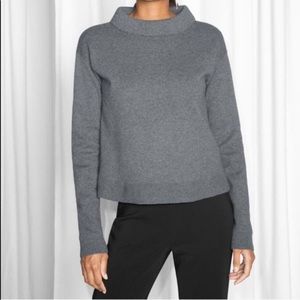 & Other Stories Gray Mock Neck Wool Blend Sweater